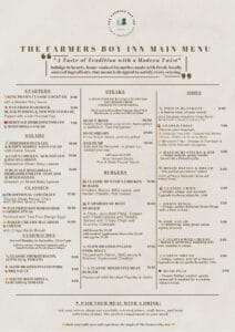 The Main Menu at The Farmers Boy Inn, Gloucestershire